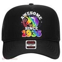 90th Birthday Rainbow Unicorn Awesome Since 1936 Hat thumb 0
