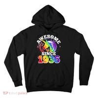 90th Birthday Rainbow Unicorn Awesome Since 1936 Tall Hoodie thumb 0