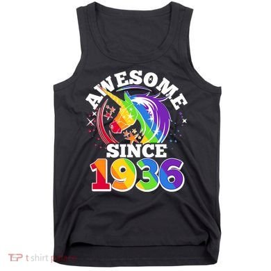 90th Birthday Rainbow Unicorn Awesome Since 1936 Tank Top