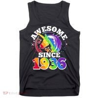 90th Birthday Rainbow Unicorn Awesome Since 1936 Tank Top thumb 0