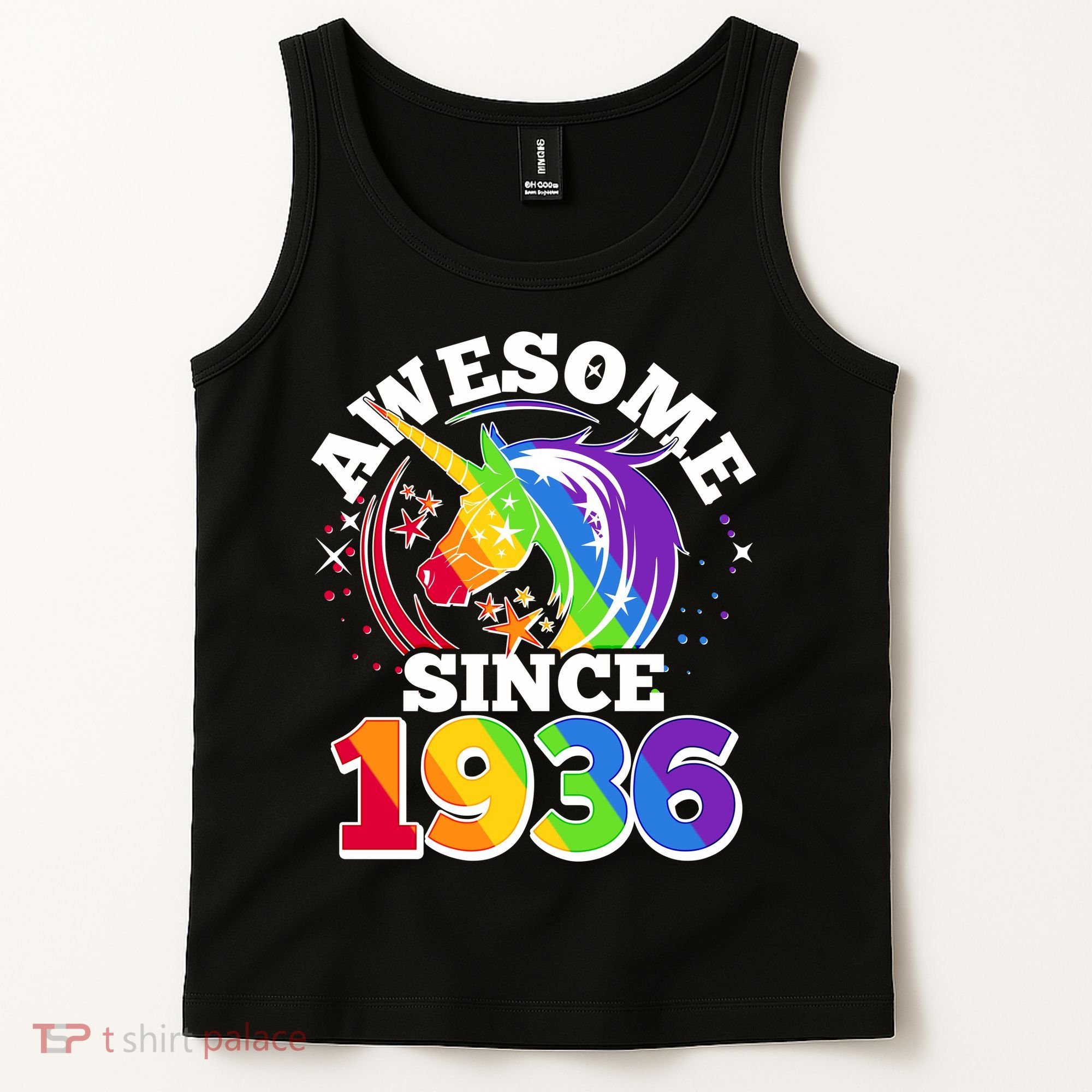 90th Birthday Rainbow Unicorn Awesome Since 1936 Tank Top