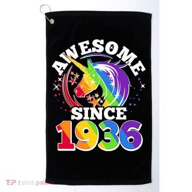 90th Birthday Rainbow Unicorn Awesome Since 1936 Golf Towel