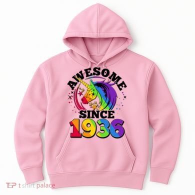 90th Birthday Rainbow Unicorn Awesome Since 1936 Hoodie