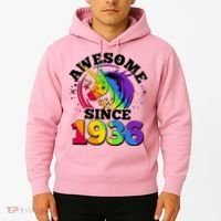 90th Birthday Rainbow Unicorn Awesome Since 1936 Hoodie thumb 2