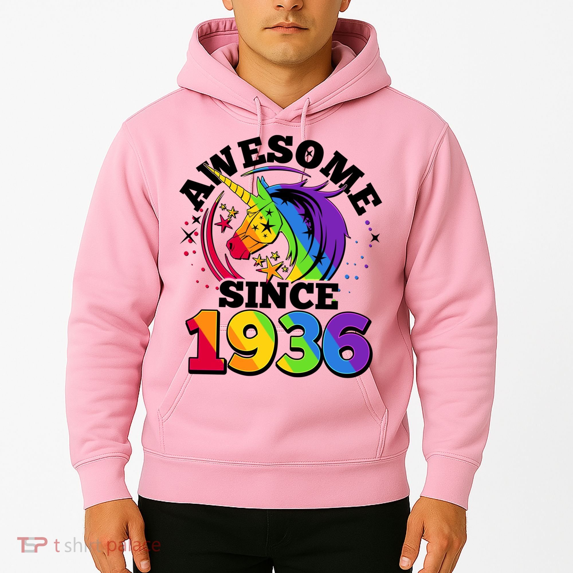 90th Birthday Rainbow Unicorn Awesome Since 1936 Hoodie