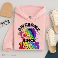 90th Birthday Rainbow Unicorn Awesome Since 1936 Hoodie thumb 4