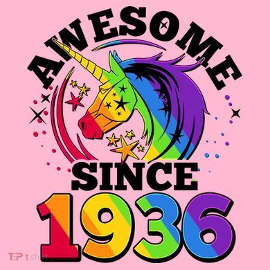 90th Birthday Rainbow Unicorn Awesome Since 1936 Hoodie