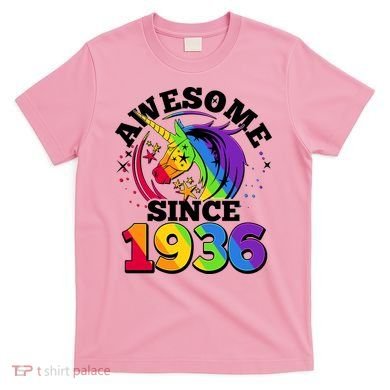 90th Birthday Rainbow Unicorn Awesome Since 1936 T-Shirt