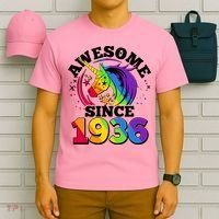 90th Birthday Rainbow Unicorn Awesome Since 1936 T-Shirt thumb 6