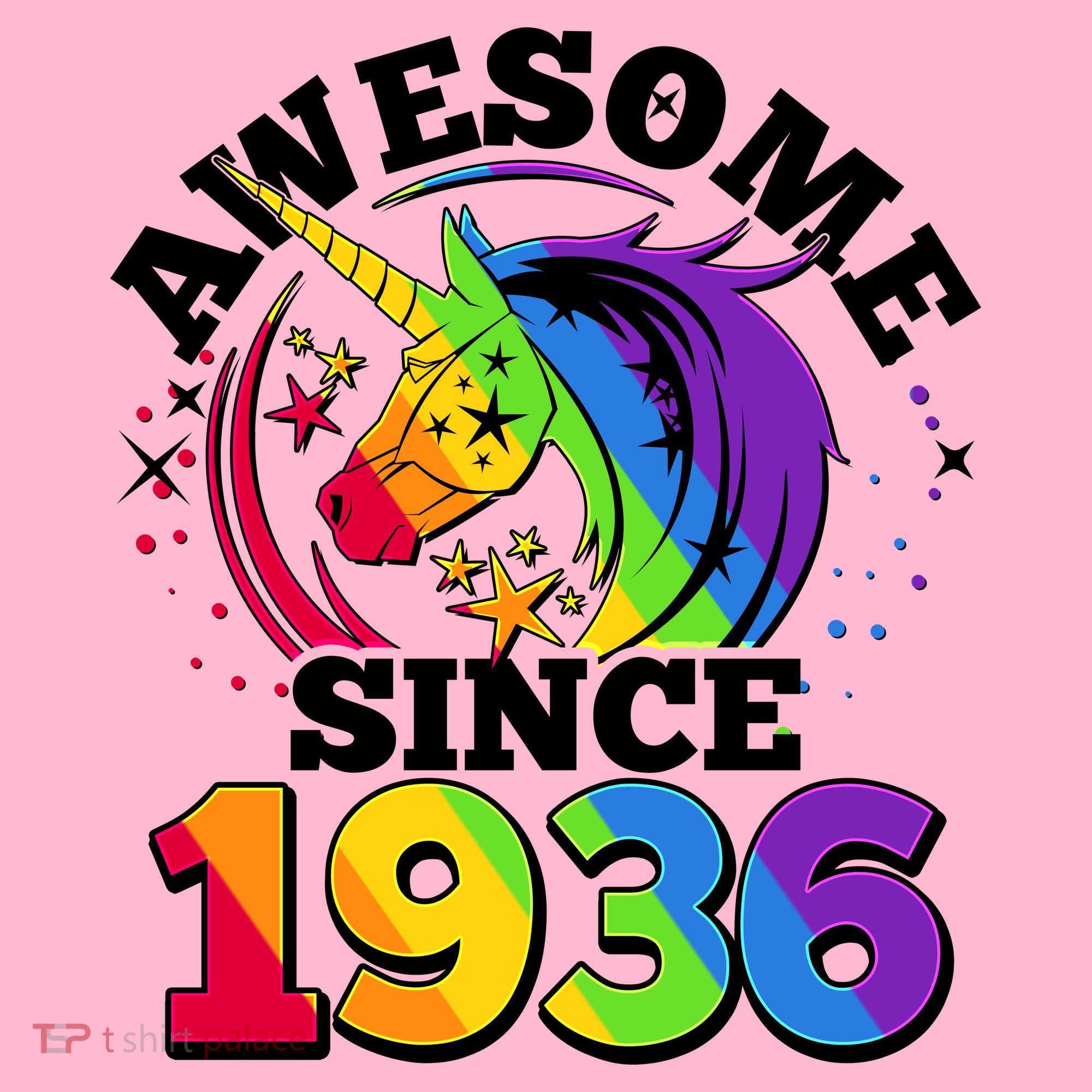 90th Birthday Rainbow Unicorn Awesome Since 1936 Visor