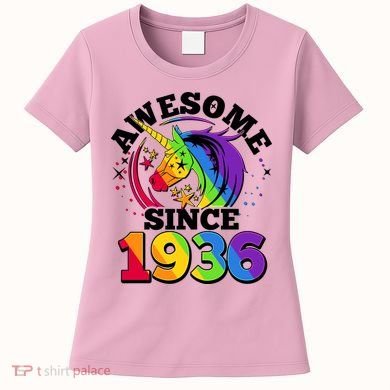 90th Birthday Rainbow Unicorn Awesome Since 1936 Women's T-Shirt