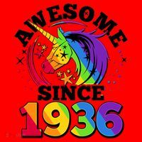 90th Birthday Rainbow Unicorn Awesome Since 1936 Santa Hat thumb 1