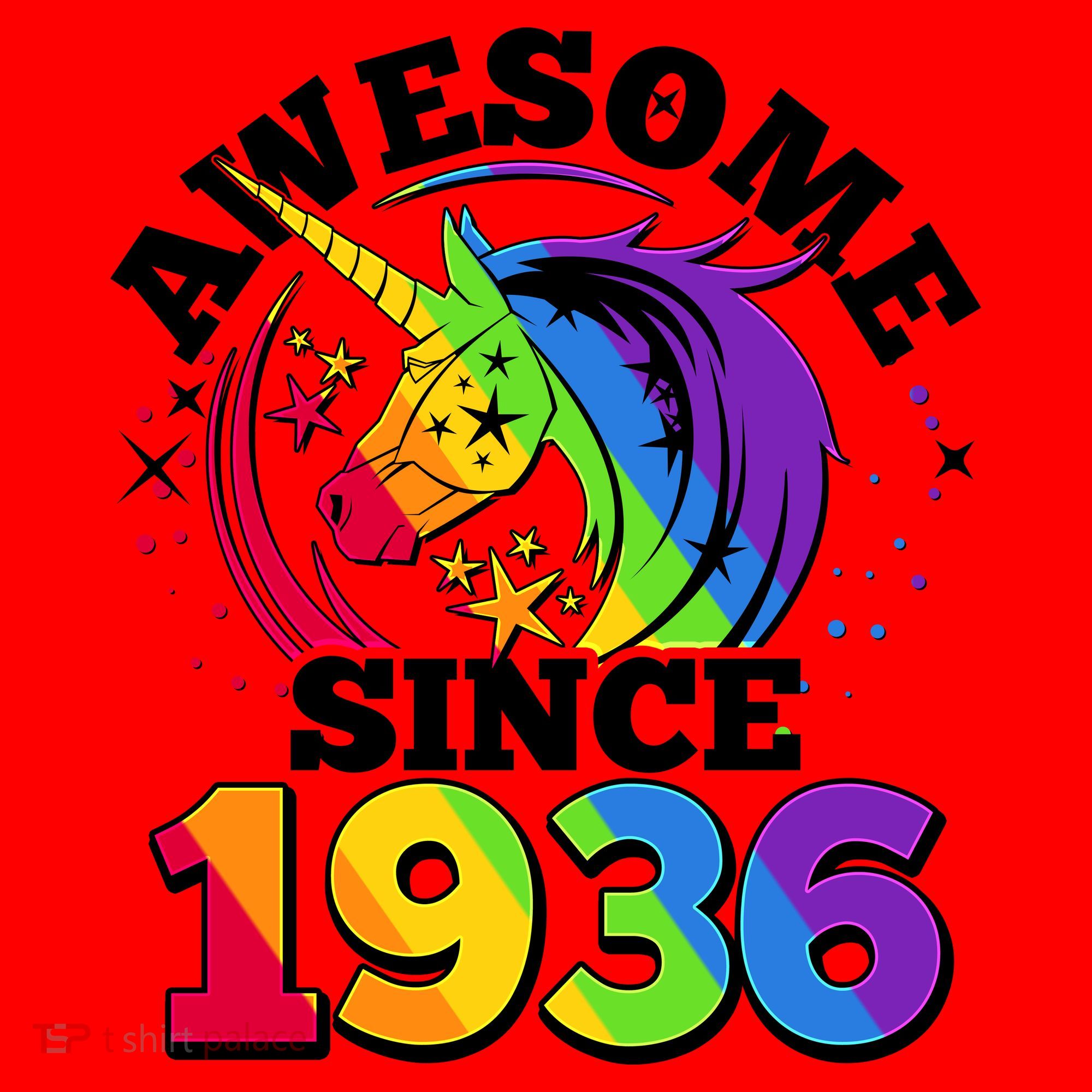 90th Birthday Rainbow Unicorn Awesome Since 1936 Santa Hat
