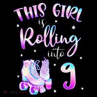 9th Bday Rolling Into 9 Birthday Girl Roller Skate Party Stripe Pom Pom Beanie thumb 2