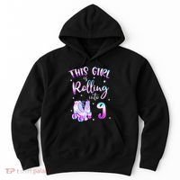 9th Bday Rolling Into 9 Birthday Girl Roller Skate Party Hoodie thumb 0