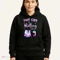 9th Bday Rolling Into 9 Birthday Girl Roller Skate Party Hoodie thumb 5