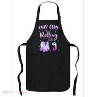 9th Bday Rolling Into 9 Birthday Girl Roller Skate Party Apron thumb 0