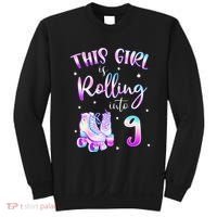 9th Bday Rolling Into 9 Birthday Girl Roller Skate Party Sweatshirt thumb 0