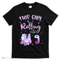 9th Bday Rolling Into 9 Birthday Girl Roller Skate Party T-Shirt thumb 0