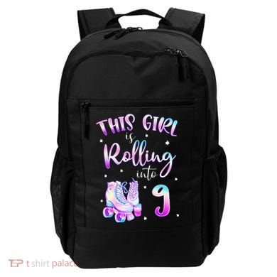 9th Bday Rolling Into 9 Birthday Girl Roller Skate Party Backpack