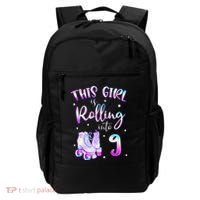 9th Bday Rolling Into 9 Birthday Girl Roller Skate Party Backpack thumb 0