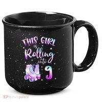 9th Bday Rolling Into 9 Birthday Girl Roller Skate Party 15oz Campfire Ceramic Mug thumb 0