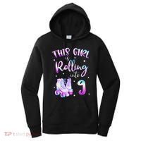 9th Bday Rolling Into 9 Birthday Girl Roller Skate Party Women's Hoodie thumb 0