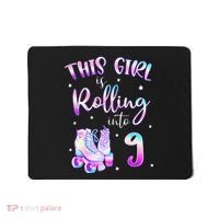 9th Bday Rolling Into 9 Birthday Girl Roller Skate Party Mousepad thumb 0