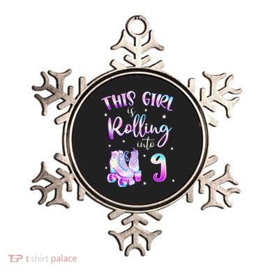 9th Bday Rolling Into 9 Birthday Girl Roller Skate Party Ornament