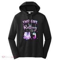 9th Bday Rolling Into 9 Birthday Girl Roller Skate Party Performance Fleece Hoodie thumb 0