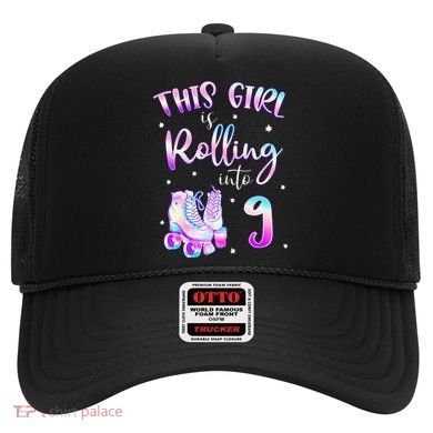 9th Bday Rolling Into 9 Birthday Girl Roller Skate Party Hat
