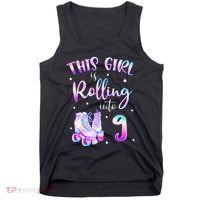 9th Bday Rolling Into 9 Birthday Girl Roller Skate Party Tank Top thumb 0