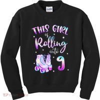 9th Bday Rolling Into 9 Birthday Girl Roller Skate Party Kids Sweatshirt thumb 0