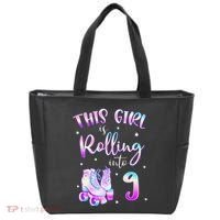 9th Bday Rolling Into 9 Birthday Girl Roller Skate Party Tote Bag thumb 0