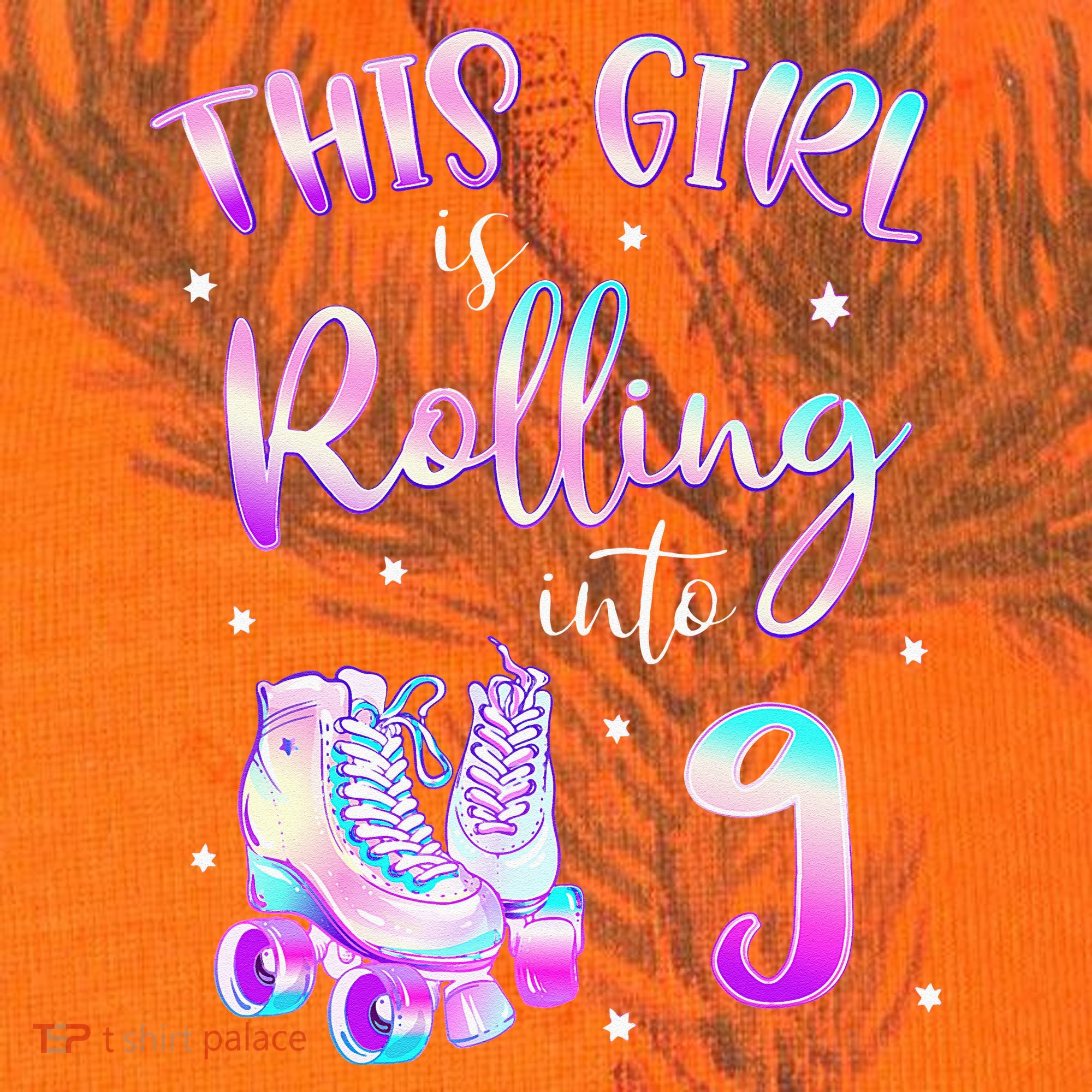 9th Bday Rolling Into 9 Birthday Girl Roller Skate Party Kati Licensed 12" Camo Cuffed Beanie