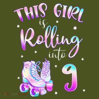 9th Bday Rolling Into 9 Birthday Girl Roller Skate Party The Baniff Cuffed Pom Beanie thumb 2
