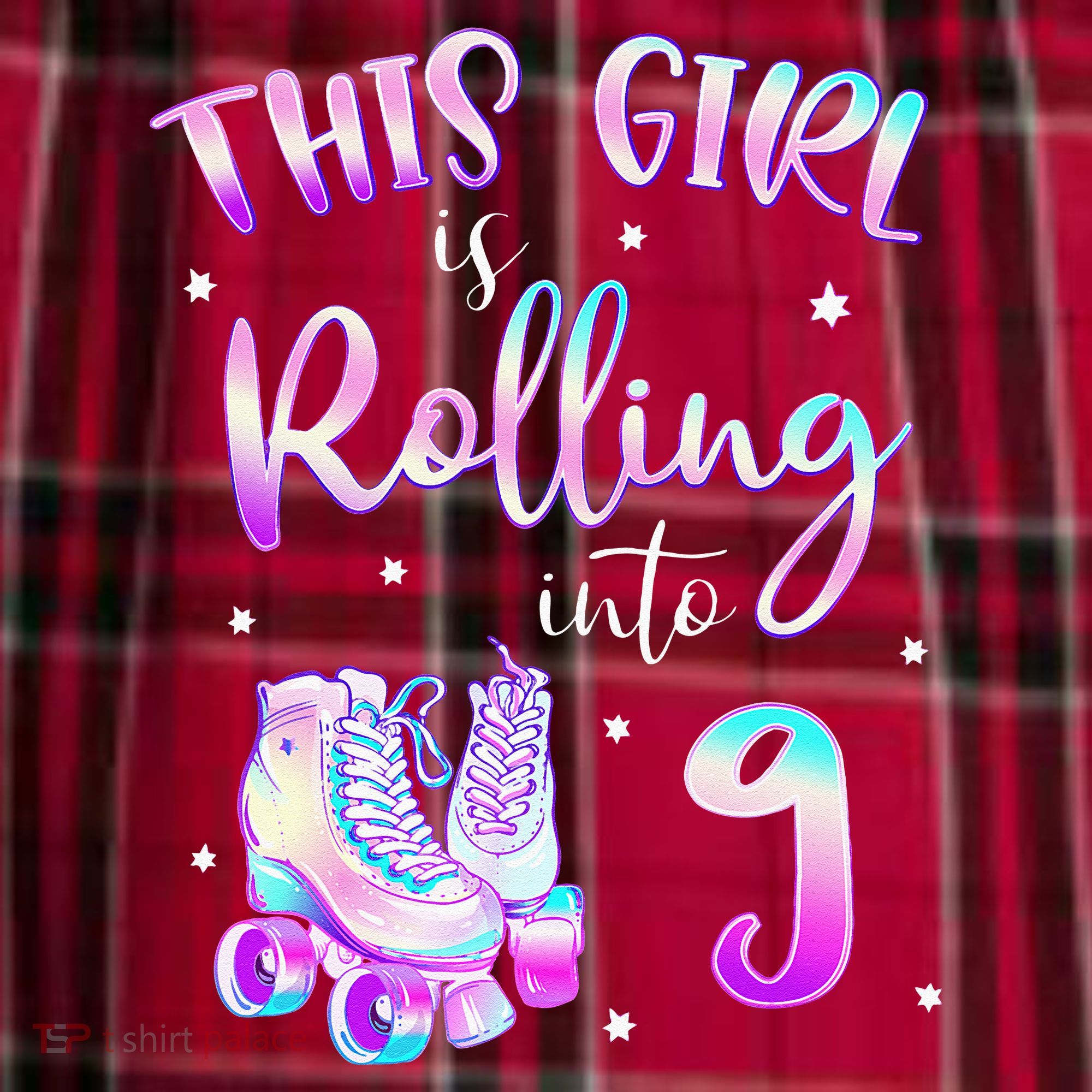9th Bday Rolling Into 9 Birthday Girl Roller Skate Party Men's Flannel Plaid Pajama Pants
