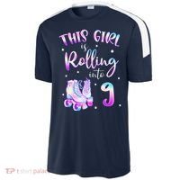 9th Bday Rolling Into 9 Birthday Girl Roller Skate Party Sport-Tek Competitor United Soccer Jersey thumb 2