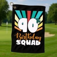 90th Birthday Squad 90 Years Old Golf Towel thumb 1