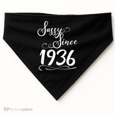 90th Birthday Sassy Since 1936 USA-Made Doggie Bandana