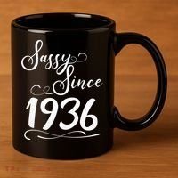 90th Birthday Sassy Since 1936 11oz C Handle Ceramic Mug thumb 3