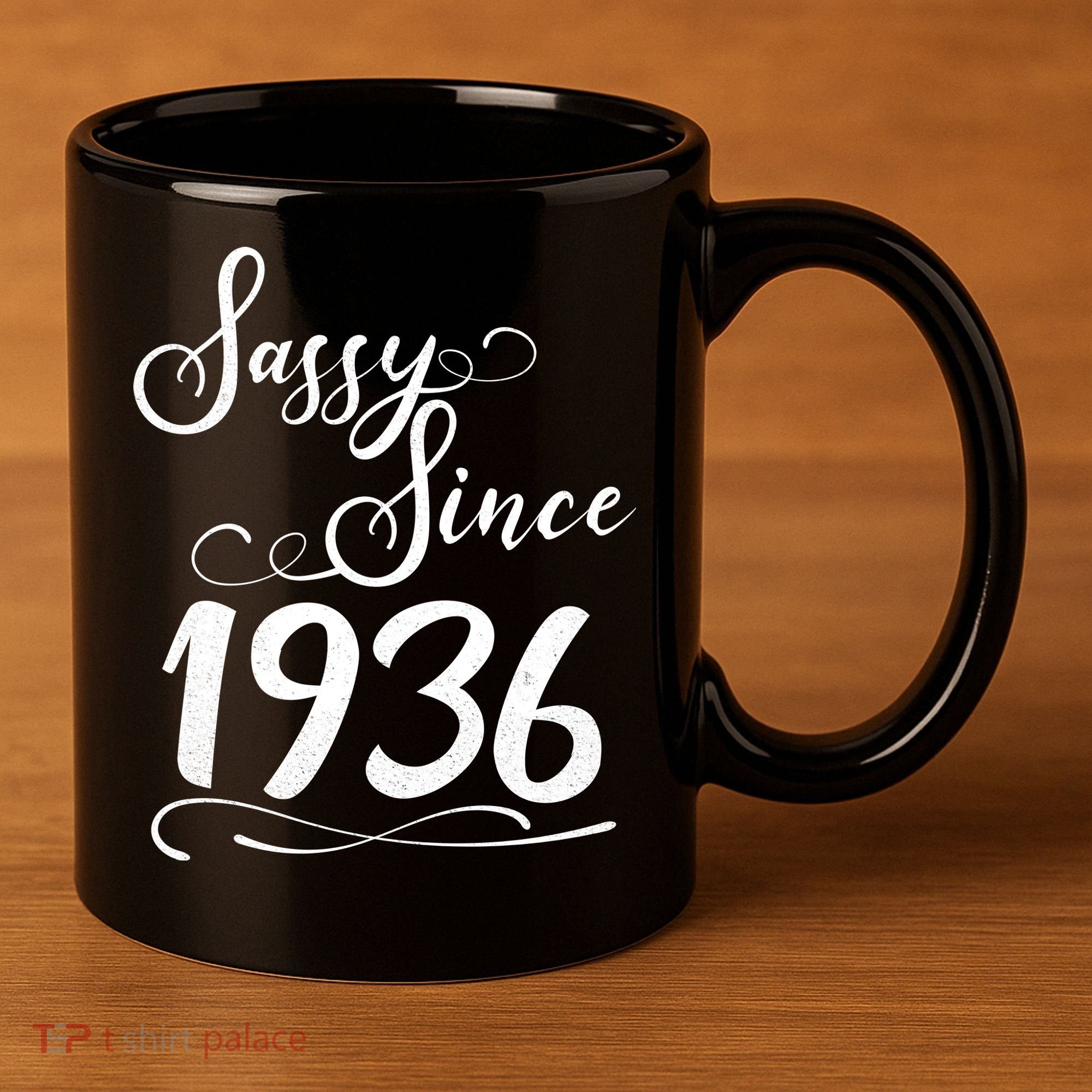 90th Birthday Sassy Since 1936 11oz C Handle Ceramic Mug