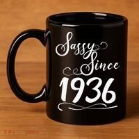 90th Birthday Sassy Since 1936 11oz C Handle Ceramic Mug thumb 4