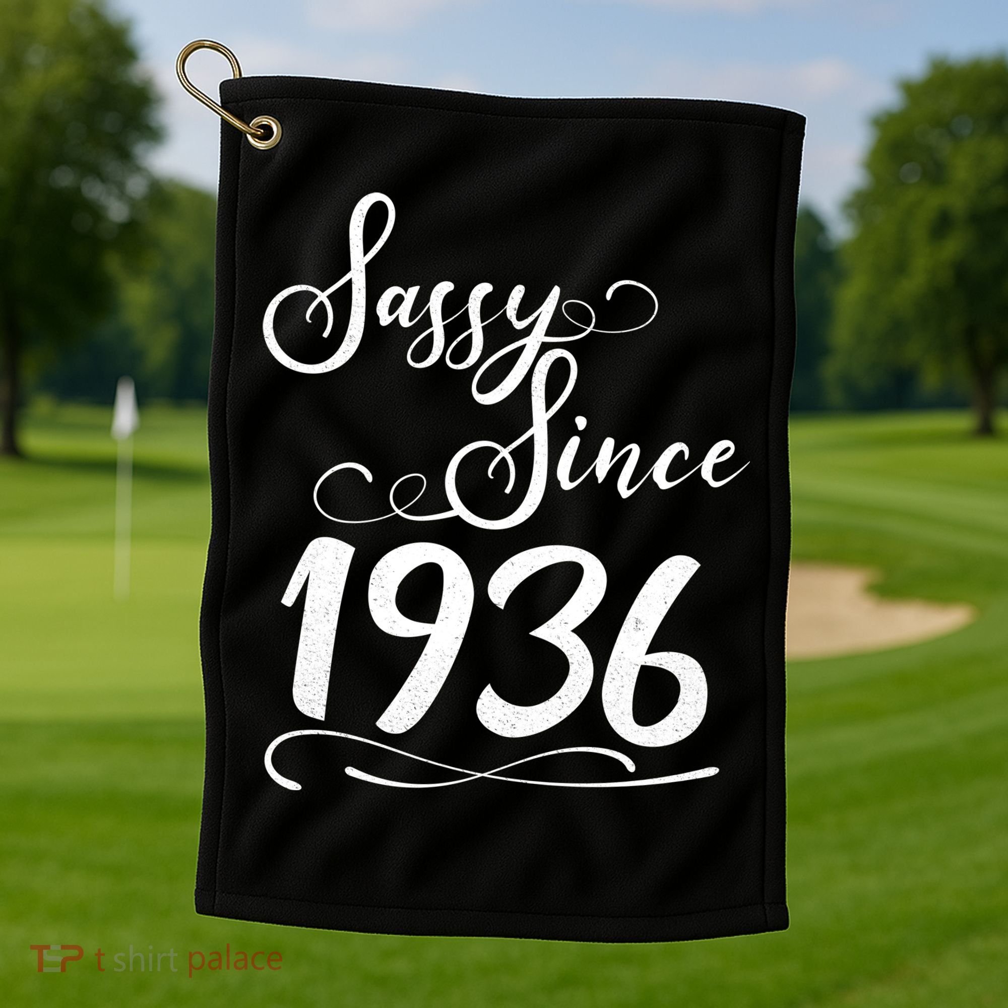 90th Birthday Sassy Since 1936 Golf Towel