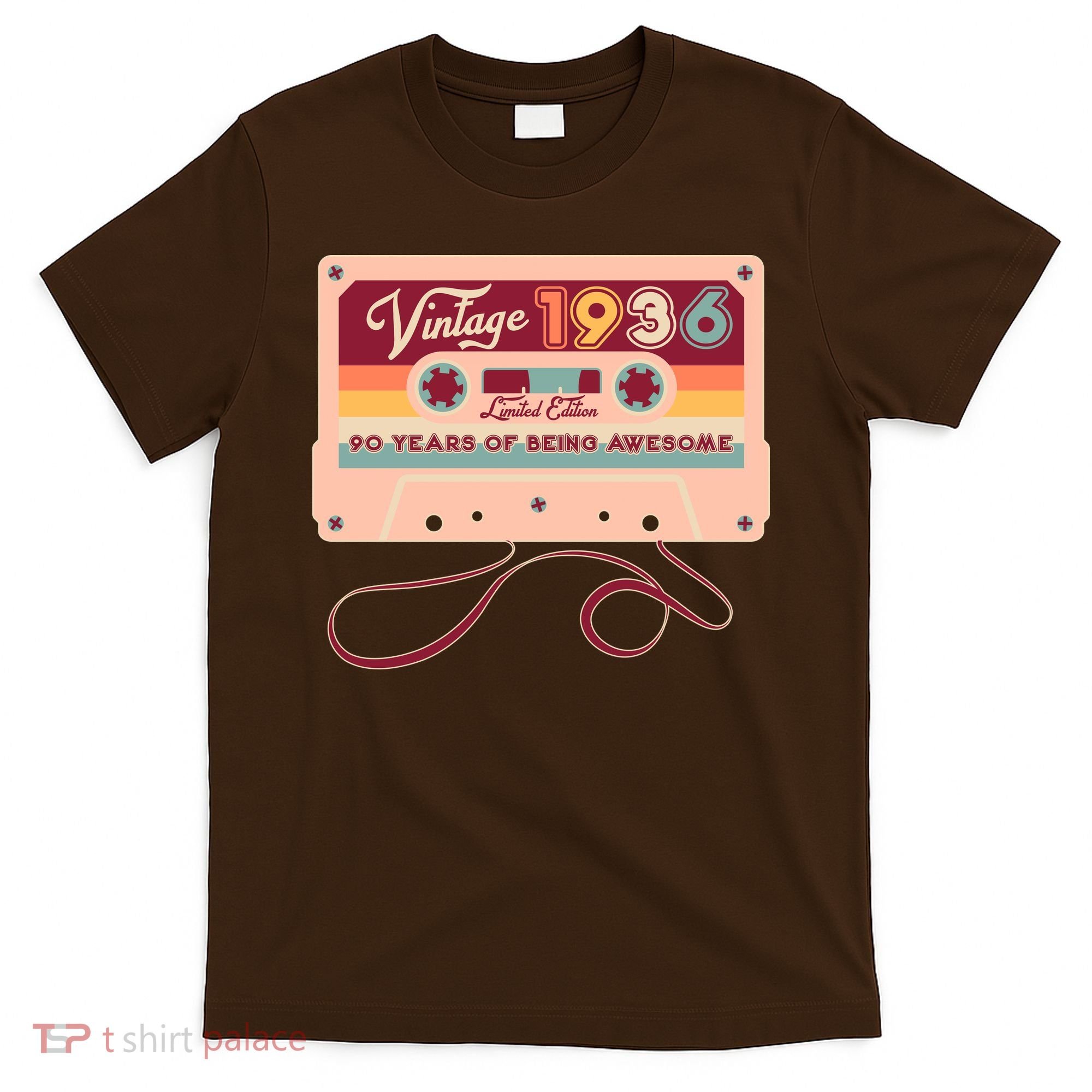 90th Birthday Vintage 1936 Limited Edition Cassette Tape T-Shirt