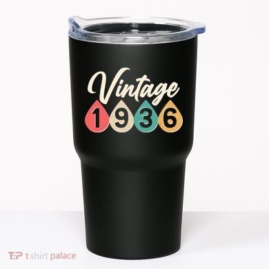 90th Birthday Vintage 1936 Retro Teardrop Design  Tumbler