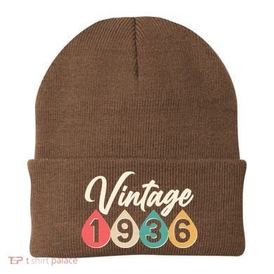 90th Birthday Vintage 1936 Retro Teardrop Design  Beanie