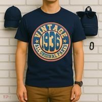 90th Birthday Vintage 1936 All Original Parts Shield Emblem  T-Shirt thumb 6