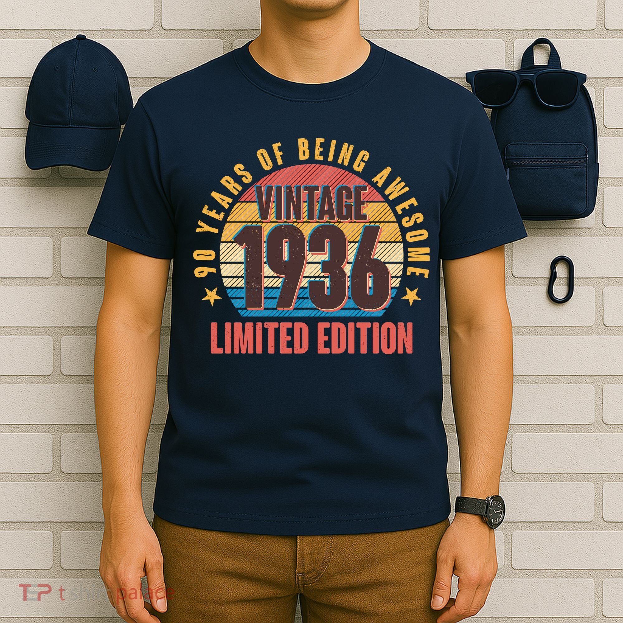 90th Birthday Vintage 1936 90 Years Of Being Awesome Limited Edition  T-Shirt