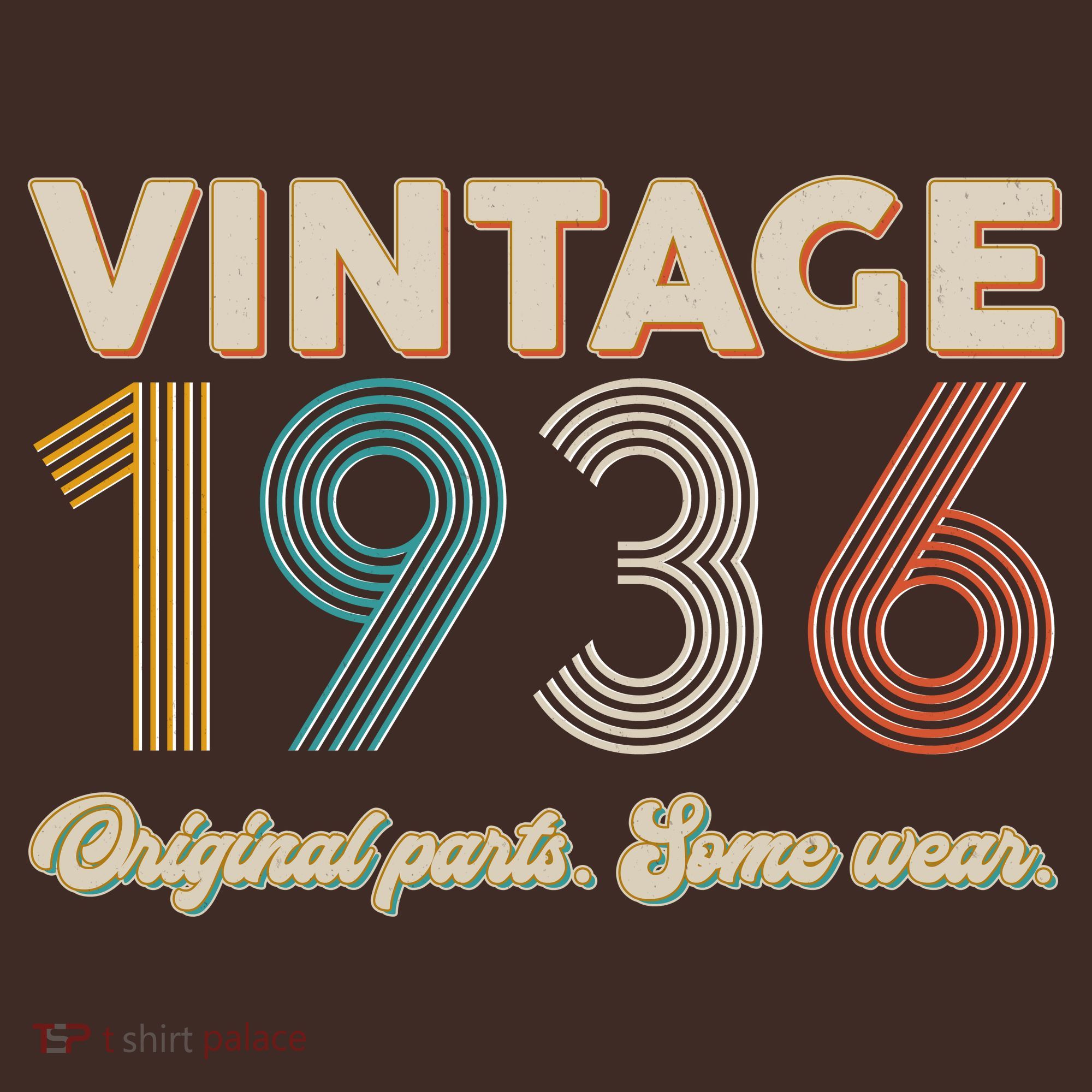 90th Birthday Vintage 1936 Original Parts Some Wear  T-Shirt